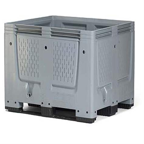 BigBox aus Polyethylen, mit Deckel und Verschluss-Sets, mit Lüftungsschlitzen, 1200x1000x790 mm, mit Kufen