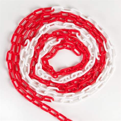 Absperr-Kunststoffkette 6 mm, Farbe Rot/Weiß, Länge 25 m