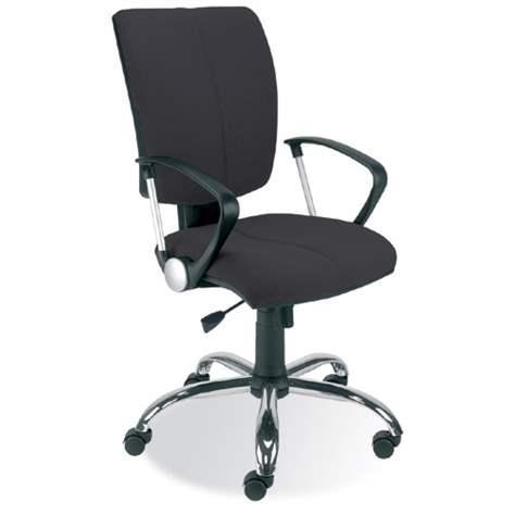 Bürodrehstuhl CINQUE mit Armlehnen, Stahl-Fußkreuz verchromt, Bezugsmaterial Oban - schwarz - Nowy Styl Group