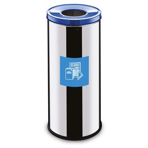 Coș colector selectiv de deșeuri EKO, volum 45 l, recipient din oțel inoxidabil, culoare albastră - Alda S.A.