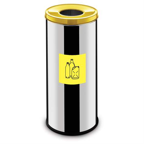 Wertstoffsammler EKO, Volumen 45 l, Edelstahlbehälter, farbe Gelb - Alda S.A.