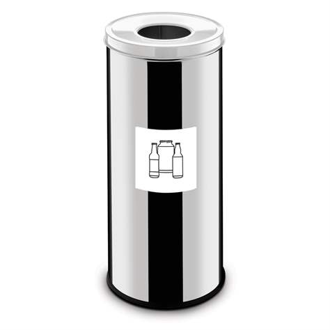 Coș colector selectiv de deșeuri EKO, volum 45 l, recipient din oțel inoxidabil, culoare albă - Alda S.A.