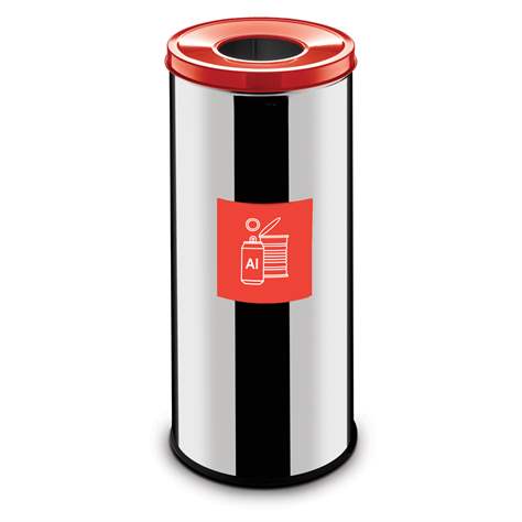 Coș colector selectiv de deșeuri EKO, volum 45 l, recipient din oțel inoxidabil, culoare roșie - Alda S.A.