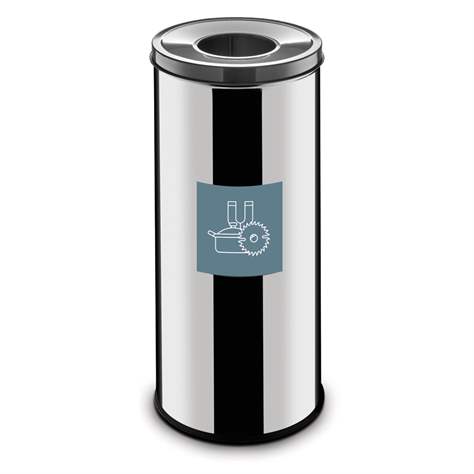 Coș colector selectiv de deșeuri EKO, volum 45 l, recipient din oțel inoxidabil, culoare gri - Alda S.A.