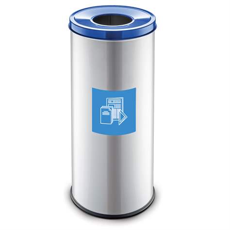 Coș colector selectiv de deșeuri EKO, volum 45 l, recipient principal din oțel lăcuit, culoare albastră - Alda S.A.