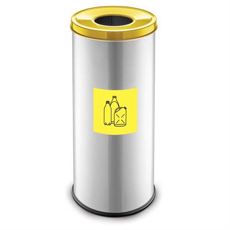 Wertstoffsammler EKO, Volumen 45 l, Stahlbehälter lackiert, farbe Gelb - Alda S.A.