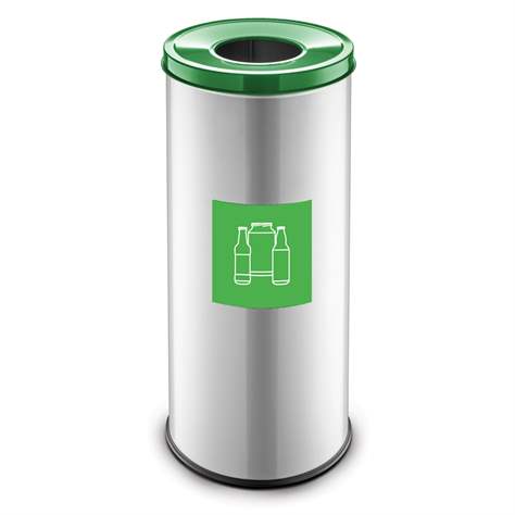 Coș colector selectiv de deșeuri EKO, volum 45 l, recipient principal din oțel lăcuit, culoare verde - Alda S.A.