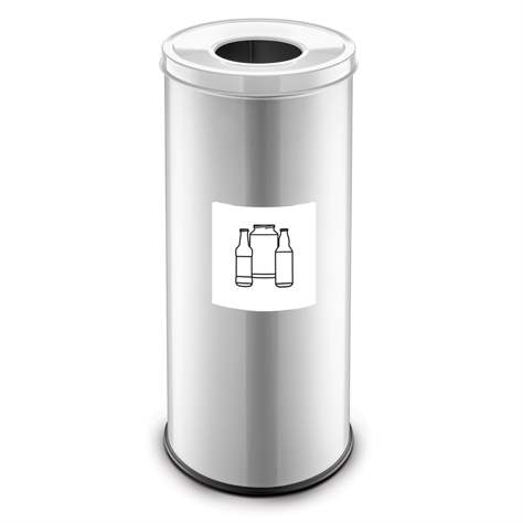 Wertstoffsammler EKO, Volumen 45 l, Stahlbehälter lackiert, farbe Weiß - Alda S.A.