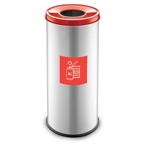 Wertstoffsammler EKO, Volumen 45 l, Stahlbehälter lackiert, farbe Rot - Alda S.A.