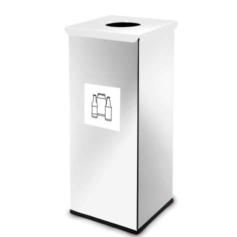 Wertstoffsammler EKO SQUARE, Volumen 60 l, Stahlbehälter lackiert, Farbe Weiß - Alda S.A.
