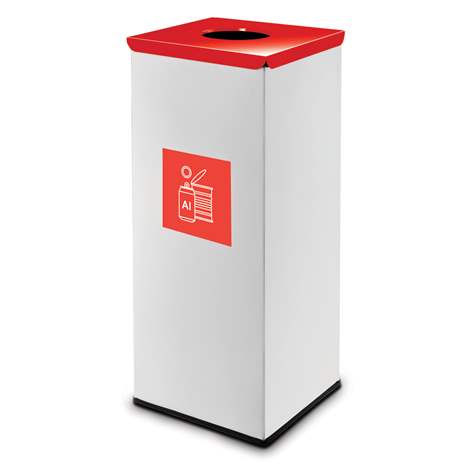 Wertstoffsammler EKO SQUARE, Volumen 60 l, Stahlbehälter lackiert, Farbe Rot - Alda S.A.