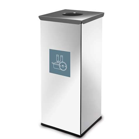 Wertstoffsammler EKO SQUARE, Volumen 60 l, Stahlbehälter lackiert, Farbe Grau - Alda S.A.