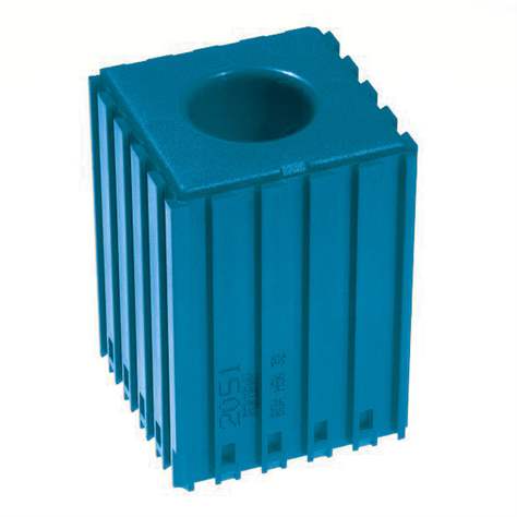 Kunststoff-Box für Werkzeugaufnahme des Typs HSK 32, Modul 5x5, Farbe blau.