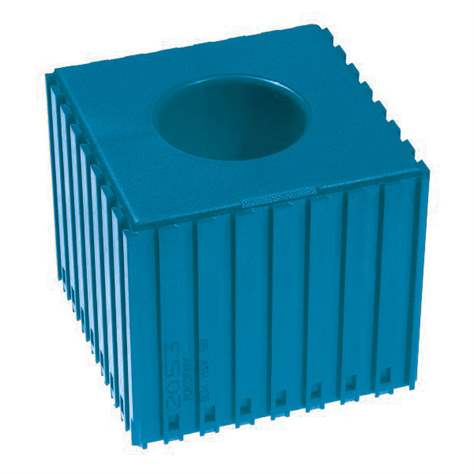 Kunststoff-Box für Werkzeugaufnahme des Typs HSK 50, Modul 8x8, Farbe blau.