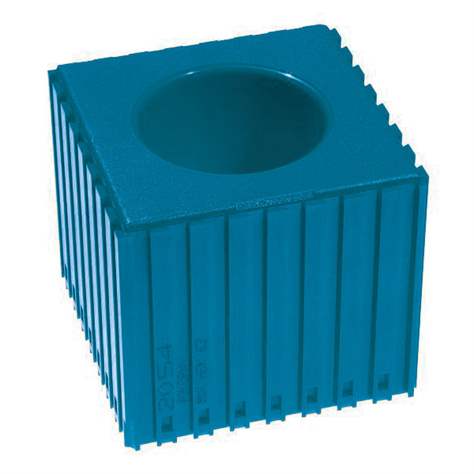 Kunststoff-Box für Werkzeugaufnahme des Typs HSK 63, Modul 8x8, Farbe blau.