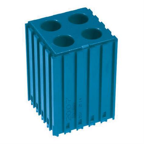 Kunststoff-Box für Werkzeuge mit Zylinderschaft - D10, Modul 5x5, Hohlräume 4 St.(10x30 mm), Farbe blau.