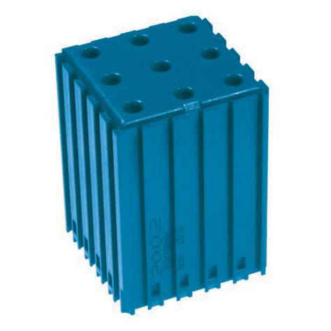 Kunststoff-Box für Werkzeuge mit Zylinderschaft - D4, Modul 5x5, Hohlräume 9 St.(4x18 mm), Farbe blau.