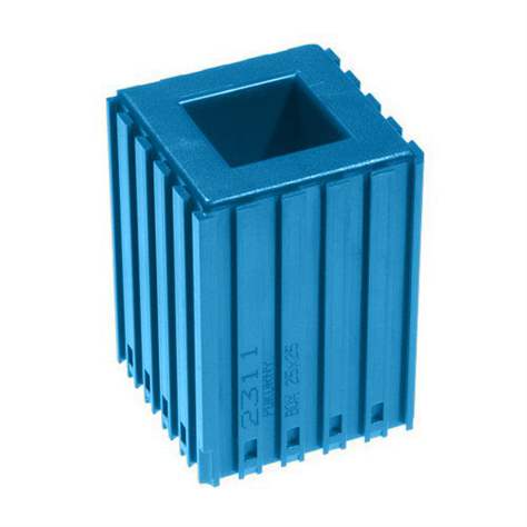 Kunststoff-Box zum Ablegen von Drehmaschienenmesser, Box 25x25, Modul 5x5, Farbe blau.
