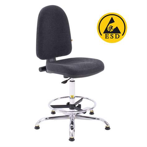 Antistatická čalouněná ESD židle, vysoká na kluzácích, mechanika CPT