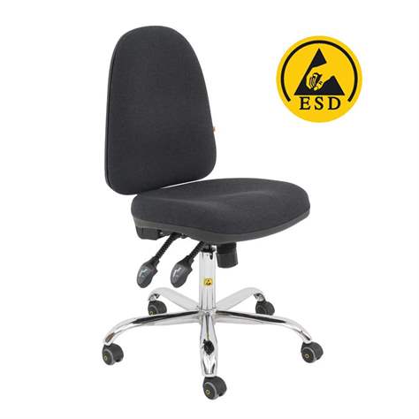 ESD-Arbeitsdrehstuhl mit Rädern, gepolstert, SYNCHRO-Mechanik