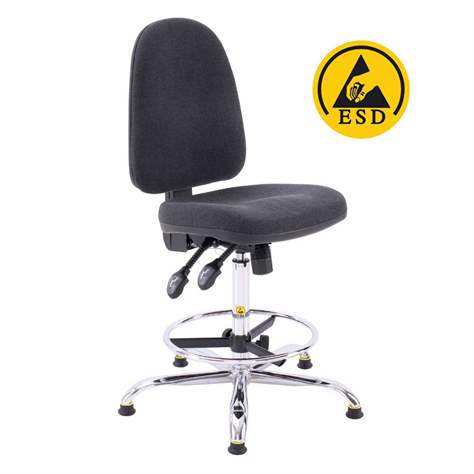 Antistatická čalouněná ESD židle, vysoká na kluzácích, mechanika SYNCHRO
