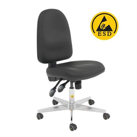 Antistatická čalouněná ESD židle "CleanRoom", na kolečkách, mechanika SYNCHRO