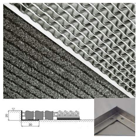 Schmutzfangmatte Openwell-Shatwell (Schwarz-Weiß), im Einbaurahmen, 1000x900 mm