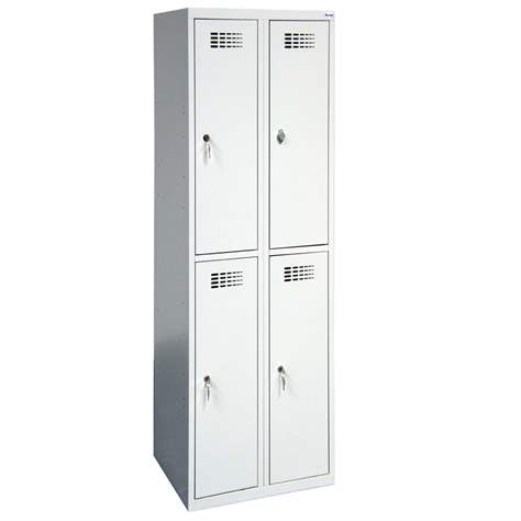 Schließfachschrank WEMO, 2x2 Abteile, 600x500x1800 mm, Türfarbe grau RAL7035, Drehriegelverschluss - Malow - Bild4