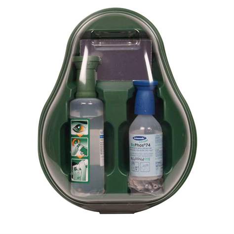 Wandbox mit Augenspülung, 500 ml Natriumchloridlösung + 250 ml BioPhos