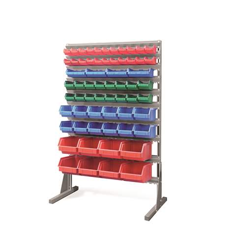 Regal mit Sichtlagerkästen TechBox, grau Konstruktion, B x H: 940x1540 mm, einseitig, Anzahl Kästen: 62 Stk.