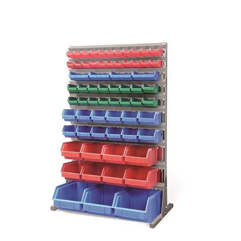 Regal mit Sichtlagerkästen TechBox, grau konstruktion, B x H: 940x1540 mm, einseitig, Anzahl Kästen: 65 Stk.