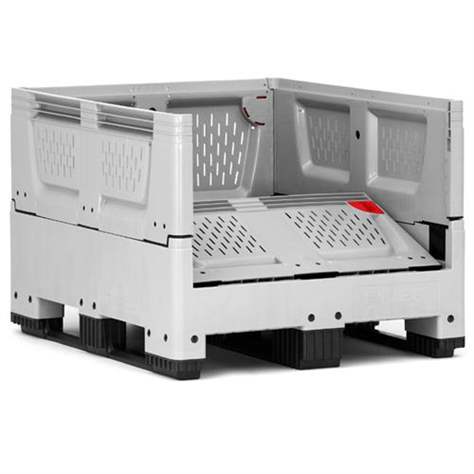 BigBox klappbar aus Polyethylen, mit Lüftungsschlitzen, 1200 x 1000 x 790 mm, mit Kufen