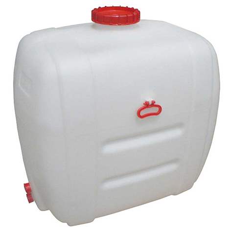 Kunststofftank, Inhalt 500 l, lebensmittelecht, mit Deckel und Kunststoff-Auslaufhahn