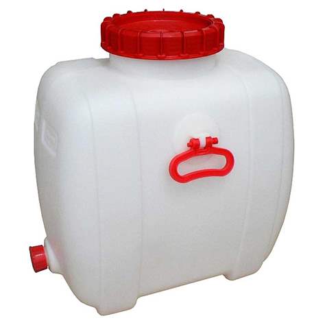 Kunststofftank, Inhalt 60 l, lebensmittelecht, mit Deckel und Kunststoff-Auslaufhahn