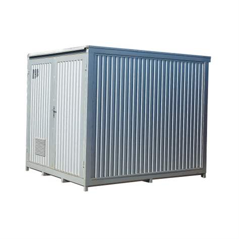 Lagercontainer mit Auffangwanne, LxBxH: 1650x2440x2420 mm, Gitterrostboden, Grau RAL9007