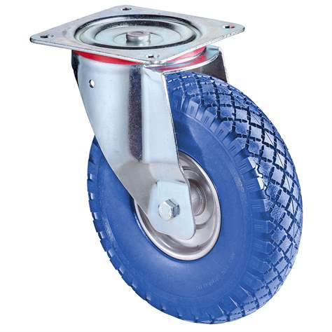 Transport-Lenkrolle, blaues Poulyrethan, Durchm. 260 mm, Traglast 160 kg