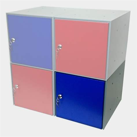 Metall-Minibox, HxBxT: 295x295x395 mm, Korpusfarbe grau RAL7037/ Türfarbe blau RAL5010