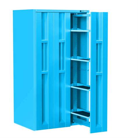 Dulap de atelier cu 3 sertare verticale extractibile, 12 etaje, HxLxl: 1950x1044x790 mm, albastru RAL5012 - Polak CZ, s.r.o.