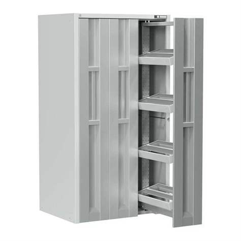 Dulap de atelier cu 3 sertare verticale extractibile, poliță (CNC), HxLxl: 1950x1044x790 mm, gri RAL7035 - Polak CZ, s.r.o.