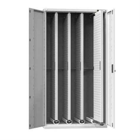 Werkstattschrank mit 4 ausziehbaren Lochplatten, HxBxT: 1950x1044x655 mm, Lichtgrau RAL7035 - Polak CZ, s.r.o.
