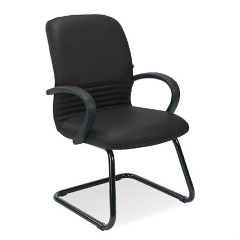 Besucher-Sessel MIRAGE, mit Armlehnen, Stahlrahmen pulverbeschichtet schwarz, Lederbezug - schwarz - Nowy Styl Group