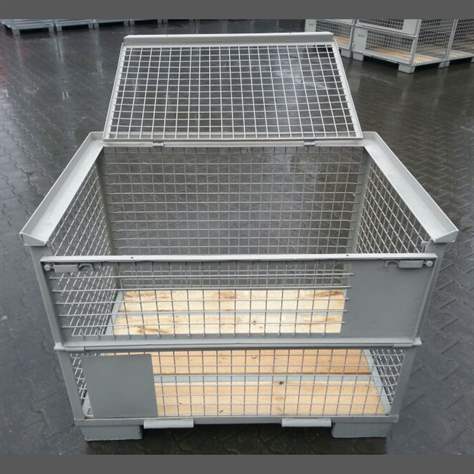 EUR-Gitterbox mit Deckel, 1200x800x800 mm, Farbe Grau RAL7030