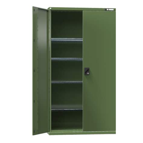 Werkstatt-Schrank, HxBxT: 1950 x 1044 x 655 mm, Flügeltüren, 4 x Fachböden 100 kg, Farbe Grün RAL6011 - Polak CZ, s.r.o.