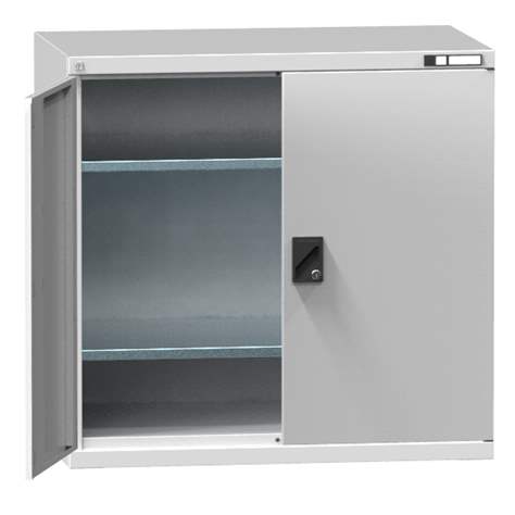 Werkstatt-Schrank, HxBxT: 1000 x 1044 x 655 mm, Flügeltüren, 2 x Fachböden 100 kg, Farbe Lichtgrau RAL7035 - Polak CZ, s.r.o.