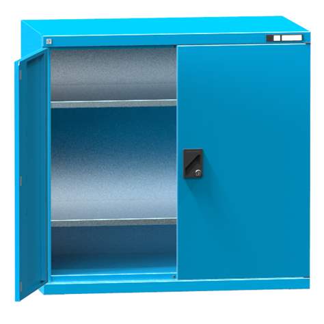 Werkstatt-Schrank, HxBxT: 1000 x 1044 x 625 mm, Flügeltüren, 2 x Fachböden 100 kg, Farbe Blau RAL5012 - Polak CZ, s.r.o.