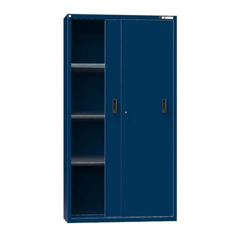 Werkstatt-Schrank, HxBxT: 1950 x 1044 x 405 mm, Schiebetüren, 3 x Fachböden 100 kg, Farbe Dunkelblau RAL5010 - Polak CZ, s.r.o.