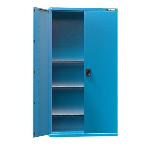 Dílenská skříň, v x š x h: 1950 x 1044 x 405 mm, dveře - dvoukřídlé plné, 3 x police 100 kg, barva modrá RAL5012 - Polak CZ, s.r.o.