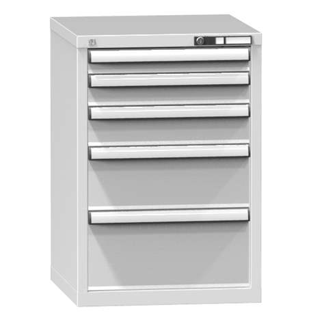 Dílenská skříňka KOMBI, 5 x zásuvka, v x š x h: 840 x 578 x 630 mm, barva šedá RAL7035 - Polak CZ, s.r.o.