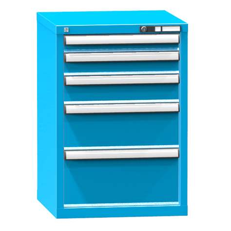 Zásuvková dílenská skříňka KOMBI, 5 x zásuvka, v x š x h: 840 x 578 x 630 mm, barva modrá RAL5012 - Polak CZ, s.r.o.