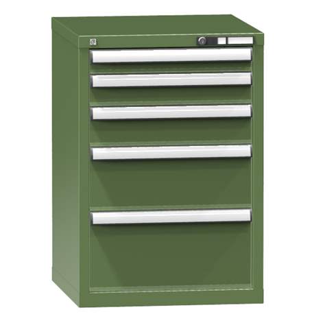 Zásuvková dílenská skříňka KOMBI, 5 x zásuvka, v x š x h: 840 x 578 x 630 mm, barva zelená RAL6011 - Polak CZ, s.r.o.